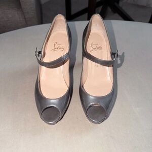 Christian Louboutin Metallic Gray Mary Jane Heels